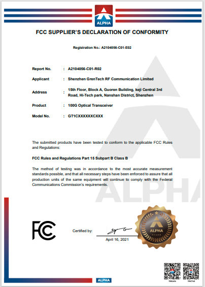 Fcc Supplier's Declaration Of Conformity